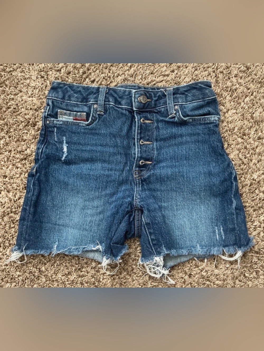 Tommy Hilfiger Cutoff High-Rise Denim Shorts - Blue
